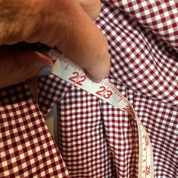 Madewell Maroon and White Checkered Wrap Blouse Large - Picture 7 of 7